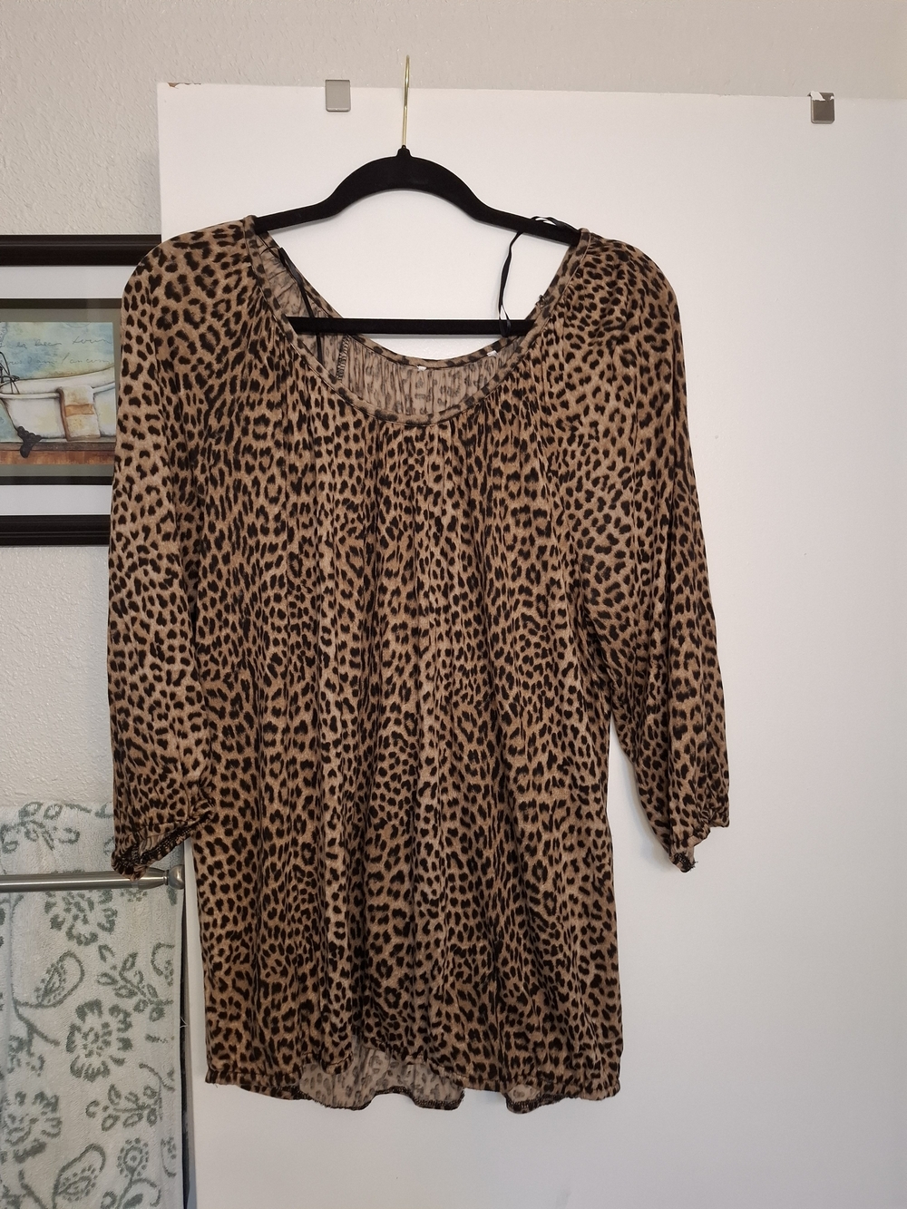 Leopard Print Women's Blouse - Tan and Black